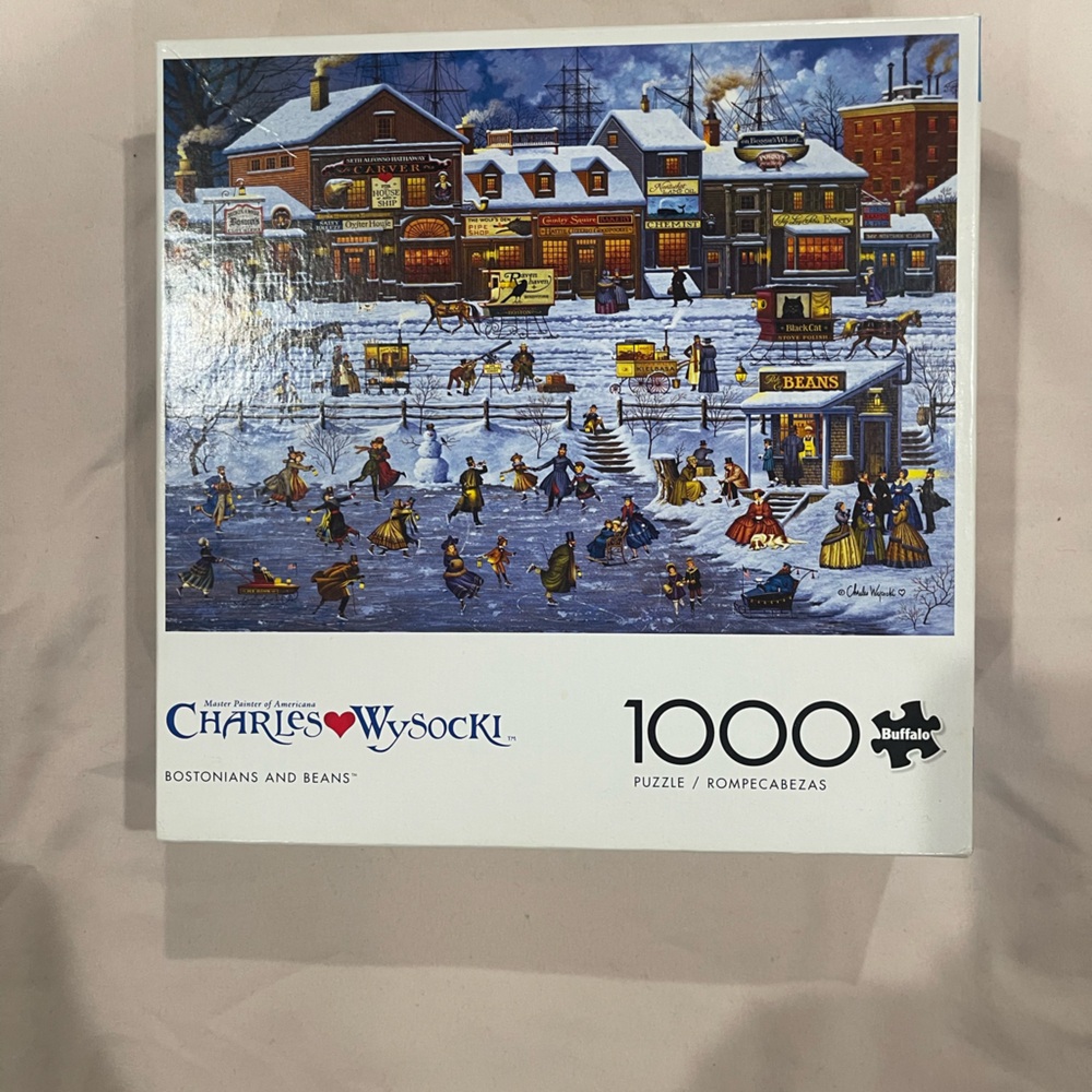 Charles Wysocki 1000-Piece Jigsaw Puzzle - Winter Scene (Blue)